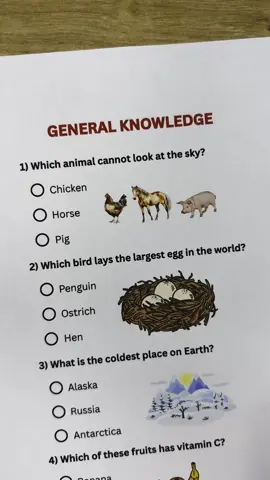 General Knowledge Quiz - Can you get 7/7? #quiz #quiztime #trivia #generalknowledge #LearnOnTikTok 