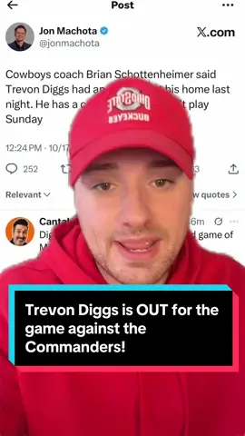 Trevon Diggs is OUT for the game against the Commanders! #Cowboys