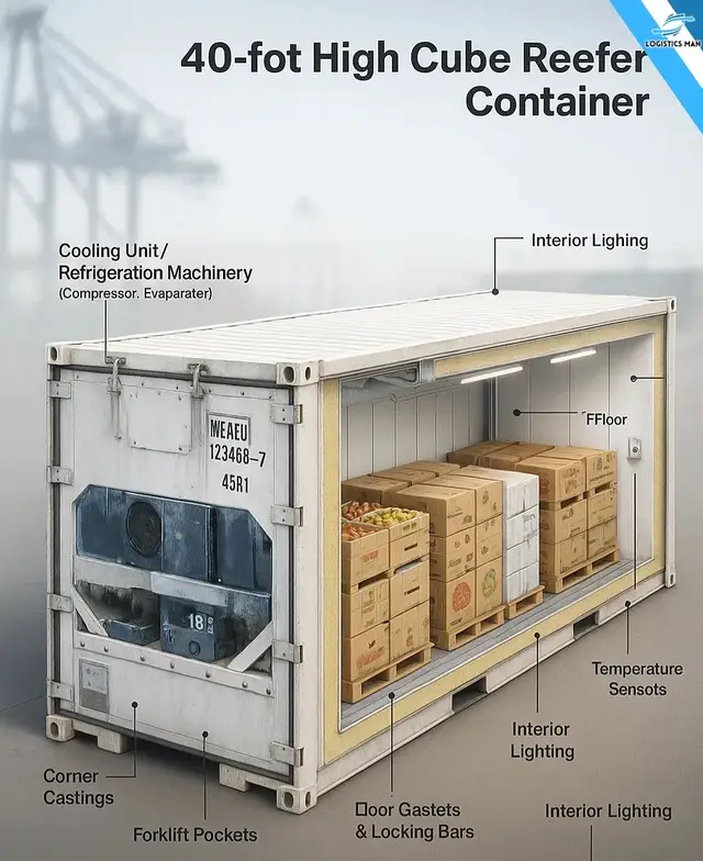 ❄️ รู้จัก “Reefer Container” — ตู้เย็นยักษ์ของโลกโลจิสติกส์! ในโลกของการขนส่งสินค้า 🌍 ไม่ใช่ทุกอย่างจะอยู่ในอุณหภูมิห้องได้ 🌡️ ของสด 🥬 ผลไม้ 🍎 ดอกไม้ 💐 เนื้อสัตว์ 🥩 หรือยารักษาโรค 💉 ต้องอยู่ในอุณหภูมิที่ “เหมาะสมและคงที่” ตลอดเส้นทาง 🚛 และฮีโร่ของการขนส่งแบบนี้ก็คือ 👉 Reefer Container (Refrigerated Container) --- 🔩 ส่วนประกอบสำคัญของ Reefer Container 1️⃣ Compressor Unit (เครื่องทำความเย็น) หัวใจหลักของตู้ ควบคุมอุณหภูมิภายในให้คงที่ตลอดการเดินทาง 2️⃣ Air Circulation System (ระบบหมุนเวียนอากาศ) กระจายความเย็นทั่วทั้งตู้ให้เท่ากันทุกจุด 3️⃣ Insulated Walls (ผนังฉนวน) ผนังบุฉนวนกันความร้อน รักษาอุณหภูมิภายในให้เย็นตลอดเวลา 4️⃣ Temperature Control Panel (แผงควบคุมอุณหภูมิ) ใช้ตั้งค่า ตรวจสอบอุณหภูมิ ความชื้น และระบบแจ้งเตือน 5️⃣ T-Floor (พื้นระบายลมเย็น) พื้นอลูมิเนียมทรงตัว T ที่ช่วยให้อากาศเย็นไหลเวียนใต้สินค้าได้ทั่วถึง 6️⃣ Power Socket (ปลั๊กไฟตู้) จุดเชื่อมต่อไฟฟ้าเพื่อจ่ายพลังงานให้ระบบทำความเย็น --- 🔢 รหัสที่ควรรู้บน Reefer Container ทุก Reefer จะมีรหัส ISO ระบุข้อมูลเฉพาะของตู้ไว้ด้านข้าง เช่น 👇 📦 Owner Code: MAEU → เจ้าของตู้ Maersk Line ⚙️ Equipment Category: U → หมายถึง Container 🔢 Serial Number: 123456 → หมายเลขเฉพาะของตู้ ✅ Check Digit: 7 → ตัวเลขตรวจสอบความถูกต้อง 📏 Size & Type Code: 22R1 = 20’ Reefer Container 45R1 = 40’ High Cube Reefer Container (“R1” หมายถึง ตู้ควบคุมอุณหภูมิพร้อมเครื่องทำความเย็นในตัว) --- 🧊 ใช้กับสินค้าแบบไหน? 🍎 ผลไม้สดและผัก 🥩 เนื้อสัตว์หรืออาหารแช่แข็ง 💐 ดอกไม้สด 💉 วัคซีน / ยา / เคมีภัณฑ์ที่ไวต่ออุณหภูมิ --- 💬 สรุปสั้น ๆ Reefer Container คือ “ตู้เย็นเคลื่อนที่” ของอุตสาหกรรมโลจิสติกส์โลก 🌍 ช่วยรักษาคุณภาพสินค้า ตั้งแต่โรงงานถึงปลายทาง 🏭➡️🛳️➡️🏬 ทุกองศามีความหมาย — เพราะ “อุณหภูมิที่ถูกต้อง” คือหัวใจของการขนส่งสินค้าประเภทนี้ 💙 --- 📸 #ReeferContainer #ตู้เย็นขนส่งสินค้า #LogisticsFacts #FreightKnowledge #ContainerTalk  🚛 #ColdChain #TransportSmart #Maersk #ShippingIndustry #LogisticsThailand #CargoEducation  🌡️ #TemperatureControlled #ReeferFacts #SupplyChainInsight #ขนส่งสินค้าแช่เย็น #ตู้คอนเทนเนอร์ 