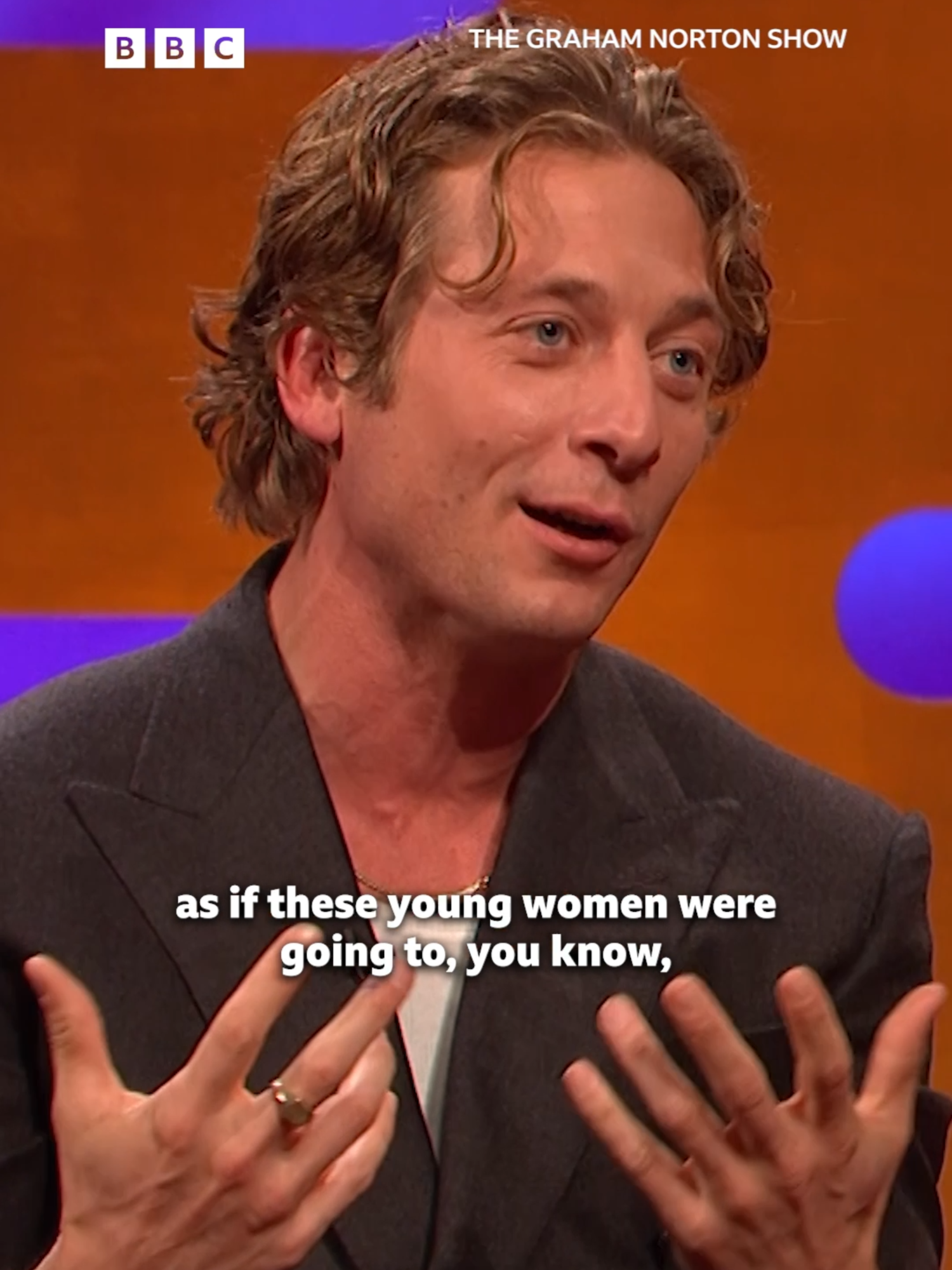 Jeremy Allen White got carried away 🧸 #JeremyAllenWhite #JenniferLawrence #BruceSpringsteen #TessaThompson #GrahamNorton #TheGrahamNortonShow