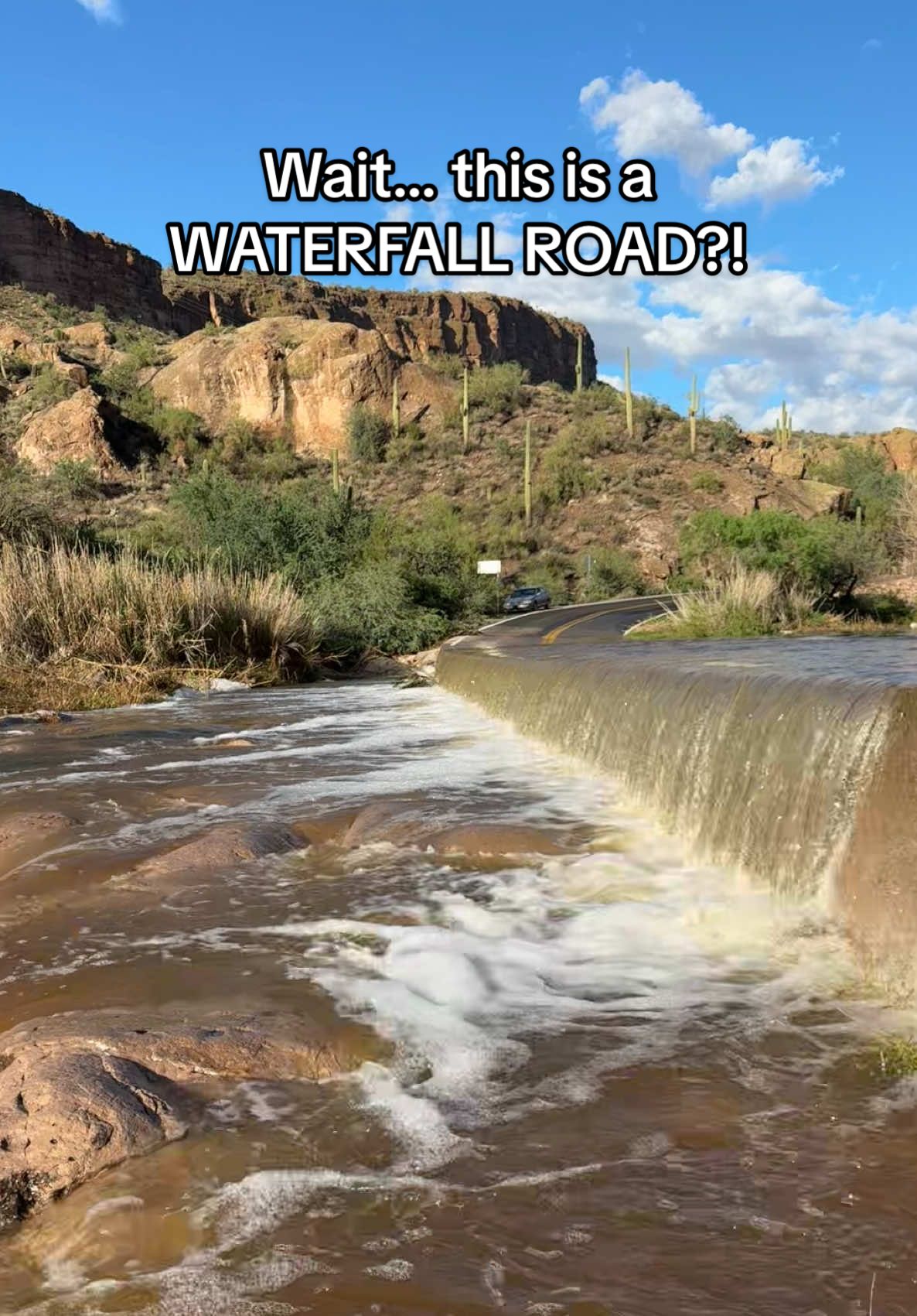 Fish Creek Hill | Tortilla Flat, AZ  The road transforms into a river crossing as water flows down from the surrounding canyons.  Be ready for changing conditions and a true desert adventure. 🌧️🚙 #arizonacheck #fyp #apachetrail #explorepage✨ #mesaaz 
