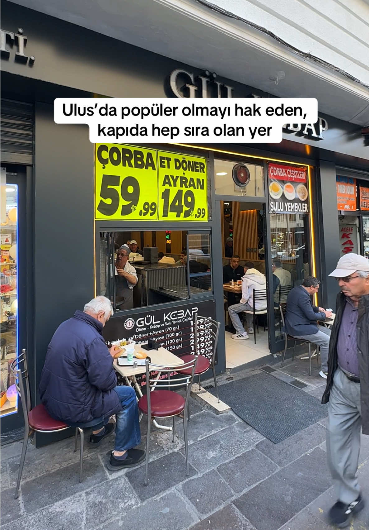 Gül kebap - ulus merkez (posta caddesi) 70 gr et döner + ayran 149₺ #ulus 
