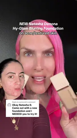 FINALLY trying the new @Natasha Denona hy-glam foundation on my acne prone and textured skin and putting it to the ULTIMATE TEST 🫢💗 stitch @Jeffree Star #makeuptutorial #realskintexture #acnecoverage #foundationreview #makeupweartest 