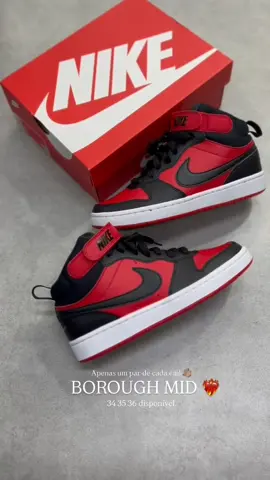 Nike Borough Mid 👟 Numeração: 34, 35 e 36 🔥 Design moderno e confortável 💸 De R$899,99 ❌ Por R$699,99 à vista! Poucas unidades disponíveis! ⚡