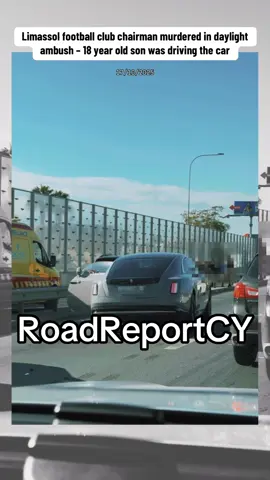 Fatal shooting in Limassol – Major traffic disruption following murder of football chairman (17/10/2025) #roadreportcy  A major police operation is underway in Limassol following the daylight murder of businessman and football club chairman Stavros Demosthenous, who was shot dead shortly after 9:00 a.m. on Friday in what authorities describe as a premeditated killing.  Demosthenous, aged 49, chairman of Karmiotissa FC and former president of Aris Limassol, was shot multiple times while seated in his vehicle near his home in the Sfalangiotissa area. His 18-year-old son, who was driving, attempted to reach Limassol General Hospital but crashed with another vehicle on the Limassol–Paphos motorway near the Tsirion area, where the car came to a stop.  Police immediately sealed off both the Sfalangiotissa and Tsirion motorway areas, causing heavy traffic delays in both directions. Drivers are urged to avoid the affected routes and use alternative roads until further notice.  Shortly after the incident, a white van believed to have been used by the assailants was found burned in Germasogeia, prompting further police activity and temporary closures in that area.  ⸻ Official Police Statement  In an official briefing, Police Spokesperson Kyriaki Lambrianidou confirmed that the Cyprus Police are investigating a case of premeditated murder:  “At around 9:30 a.m., the victim, Mr. Stavros Demosthenous, 49, was shot multiple times while sitting in the passenger seat of his vehicle. The vehicle was driven by his 18-year-old son when the attack occurred, approximately 500 meters from their home in Sfalangiotissa.  Preliminary information suggests that the shots were fired from another moving vehicle, described as a white van, which fled the scene immediately afterward. The victim’s son continued driving toward the hospital but was involved in a collision near the Tsirion area, where the car stopped.  A short time later, police were alerted to a vehicle on fire in Germasogeia, matching the description of the suspects’ van. Investigations confirmed that this vehicle had been reported stolen on September 4 in Nicosia.  A post-mortem examination will be carried out tomorrow by State Pathologist Dr. Nikola Charalambous. The investigation is ongoing, and police are appealing to anyone with information to contact their local station or the Citizens’ Line.” 