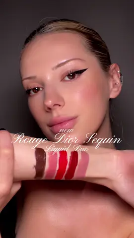 ad. the most glamorous lipstick to ever exist. the new @Diorbeauty rouge Dior sequin liquid duo. just press your lips together & reveal the glitter  #diorholiday #diorlook #makeup #beauty    shades used: 999 spectacular 220 ribbons 905 magic 881 carousel 420 pink star