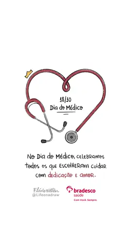 Cuidar é um ato de amor que se renova todos os dias. No dia 18 de outubro, celebramos aqueles que tornaram isso sua missão: os médicos. Homenagem da Bradesco Saúde. #BradescoSeguros #BradescoSaúde #DiaDoMédico