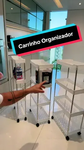 Carrinho organizador com quatro prateleiras. 3 tamanhos pra você escolher! #carrinho #carrinhoorganizador #prateleiras #cozinha #dispensa 