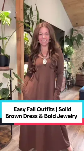 Replying to @Alicia 🪴 💕 | UGC Creator Easy Fall Outfits | Fall Color Dress & Bold Jewelry  #easyfalloutfits #autumnfashion #fallstyle #falloutfitinspo #falloutfitideas 