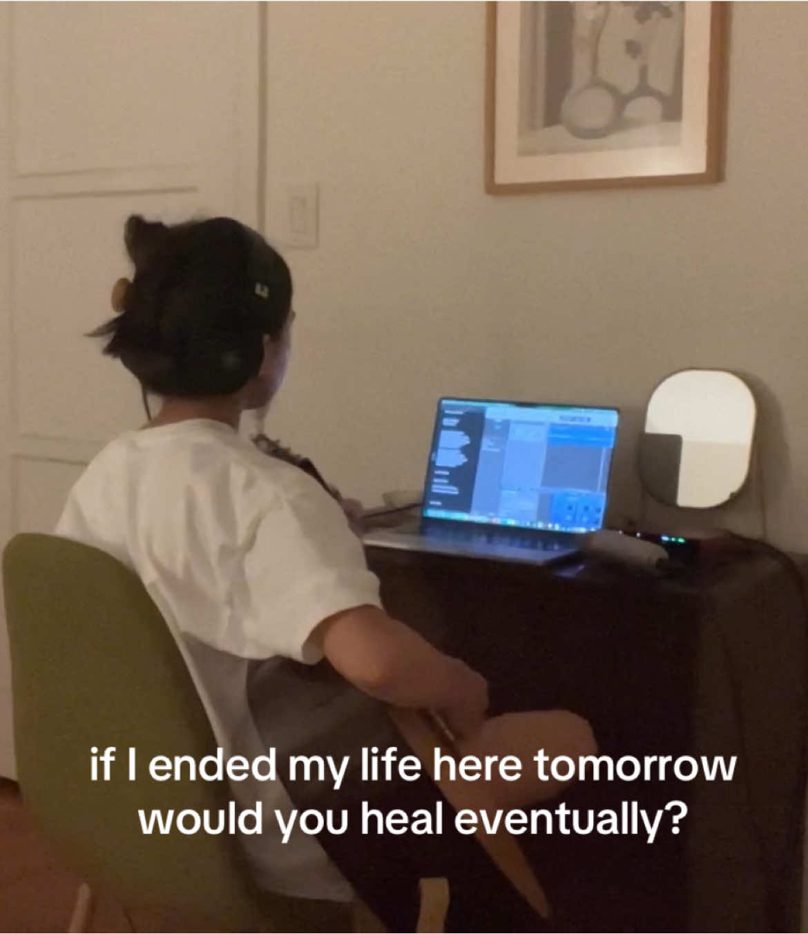 a song about how you wonder if your loved ones would ever be okay again after you’re gone. Here’s a vid of the night I wrote and made this little demo on GarageBand :) #fyp #singersongwriter #original #demo