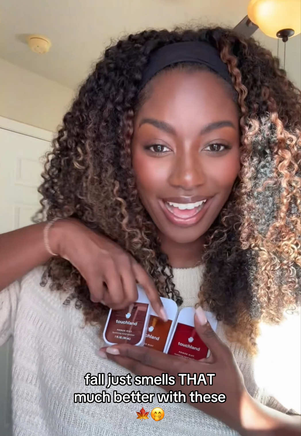 Isn’t it amazing… how this sanitizer smells like a cozy sweater and a PSL had a baby? ✨☕️ 🤍 @touchland Limited Edition Seasonal Power Mist Hand Sanitizer 4-Set #UltaBeauty #newatulta #limitededition #fallscents #fallfragrances 🎥: @Kayla B | Beauty Creator✨ 