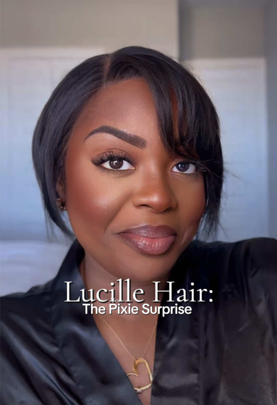 One thing about me? I will reinvent myself time and time again 😌 … it’s Sandra now 😂 First time trying a pixie cut thanks to @lucilehairbeauty— and honestly, I might be obsessed. I will be getting this cut to perfection.  Would you rock this look or stick to long hair? 👀👇🏾 #LucilleHair #PixieCut #WigTransformation #BlackGirlMagic #HairHumor        