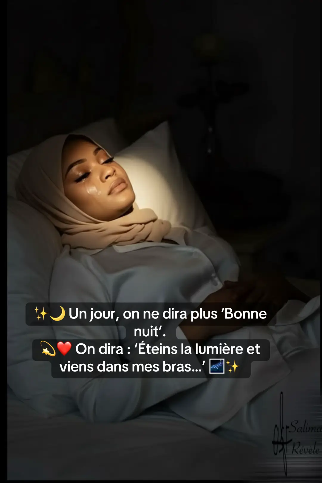 “Parfois, les mots simples ne suffisent plus… Il arrive un moment où l’on ne souhaite plus seulement dire bonne nuit, mais inviter l’autre à partager la chaleur de ses bras. 💫💖”