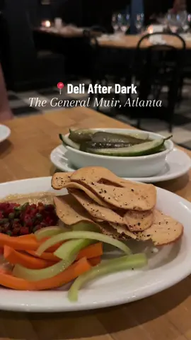 Come with me to Deli After Dark at The General Muir in Atlanta (Emory Point)! This is perfect for people looking for a little salty, savory snack. Could be to pregame a meal or cap off an early dinner. 🥒 This is a new program with a special menu is available only Wednesdays - Fridays from 5-9pm. 🥒 The menu has things like short rib pierogis and kugel. Definitely get the pierogis!  🥒 There is a communal table set up for people to do deli after dark and bring a laptop and hangout. 🥒 You can also sit in the regular dining area and get access to the full menu and the special deli after dark menu. Just make sure to ask for it. 🥒 They also have specials for Emory students! #atlanta #deli #thingstodoatl #fyp #generalmuir #emory 