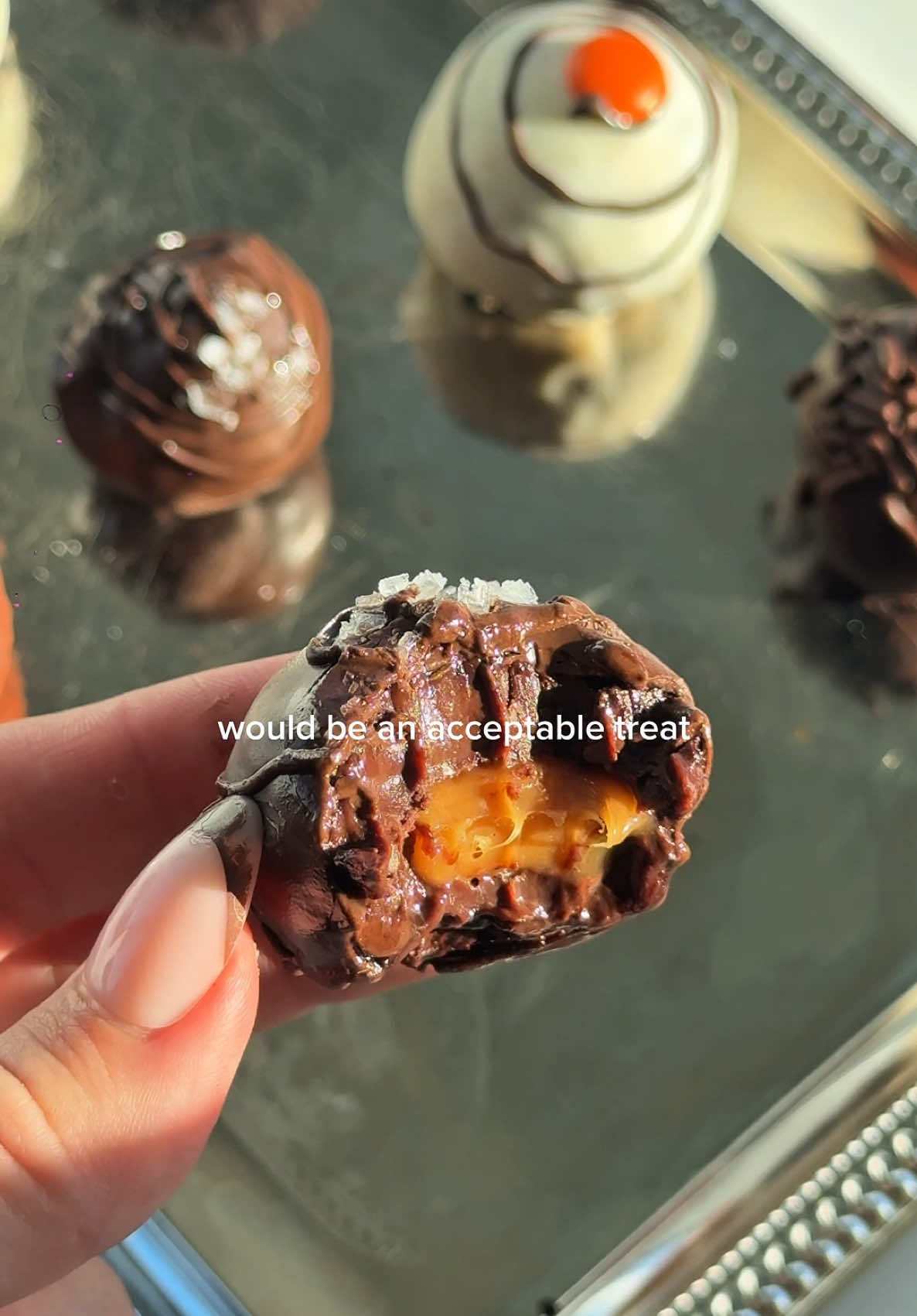 dark chocolate candy truffles 🐈‍⬛ 3 ingredient truffles with endless variations !!! went wild ordering all my favorite candy on @DoorDash & by the time they were done chilling, I was ready to roll - this could even be fun little crafty do it together night with your girls ✨ #DoorDashPartner #halloweenrecipe #halloweencandy 