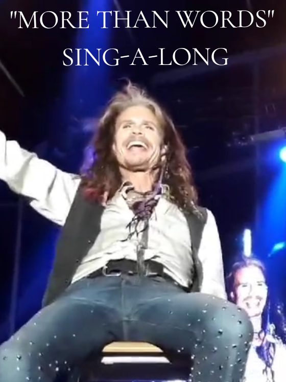 Steven, Nuno Bettencourt, and the crowd perform 