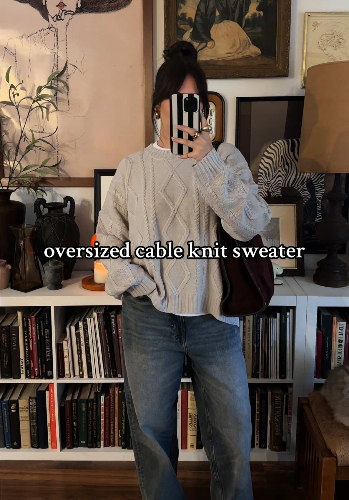 The perfect fall sweater 😍🍂 #sweaterweather #sweaterstyle #sweateroutfit #falloutfits #falloutfitinspo cable knit sweater. Sweater outfit ideas. Oversized sweaters. Affordable fashion. 