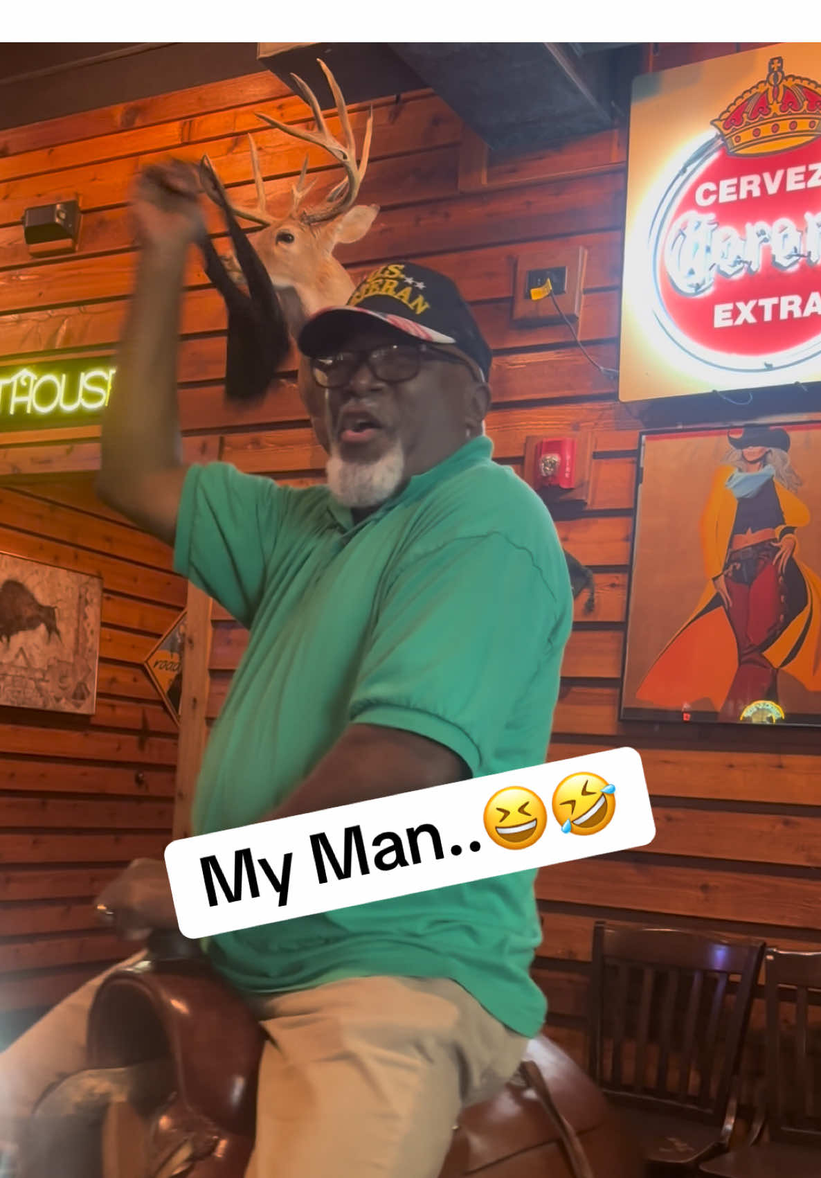My Man..😆🤣 #myman #husband #funnyhusband #ridethathorse #texasroadhouse @TikTok @tiktoklive_us @coachsalter1 @TikTok LIVE MENA 