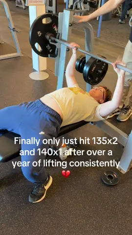 To be fair I was in a calorie deficit for a year, benched like once a week, and had a 3mo break for surgery this summer. BW bench next