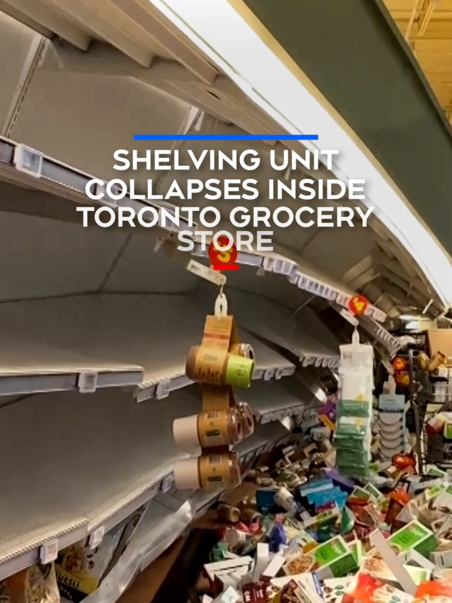 Two people were taken to hospital with minor injuries after a shelving unit collapsed inside of a grocery store in Don Mills. #toronto #store #news