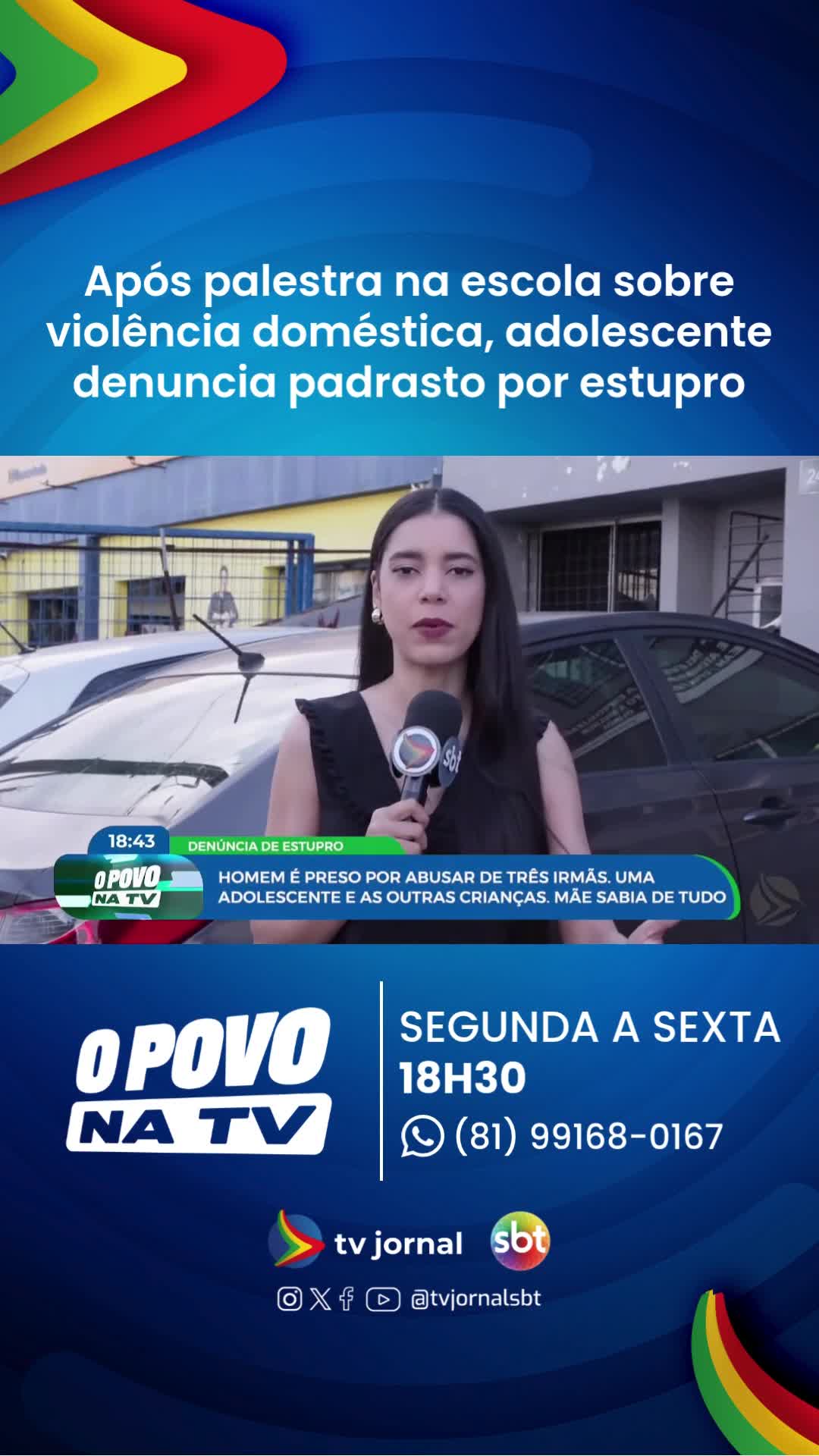 Uma adolescente denunciou o companheiro da mãe por estupro, após participar de uma palestra na escola sobre violência doméstica. A investigação descobriu que o homem também é suspeito de abusar sexualmente das irmãs da adolescente, também menores de idade. *digital #digital #OPovoNaTV #Recife #Pernambuco #crime *ds