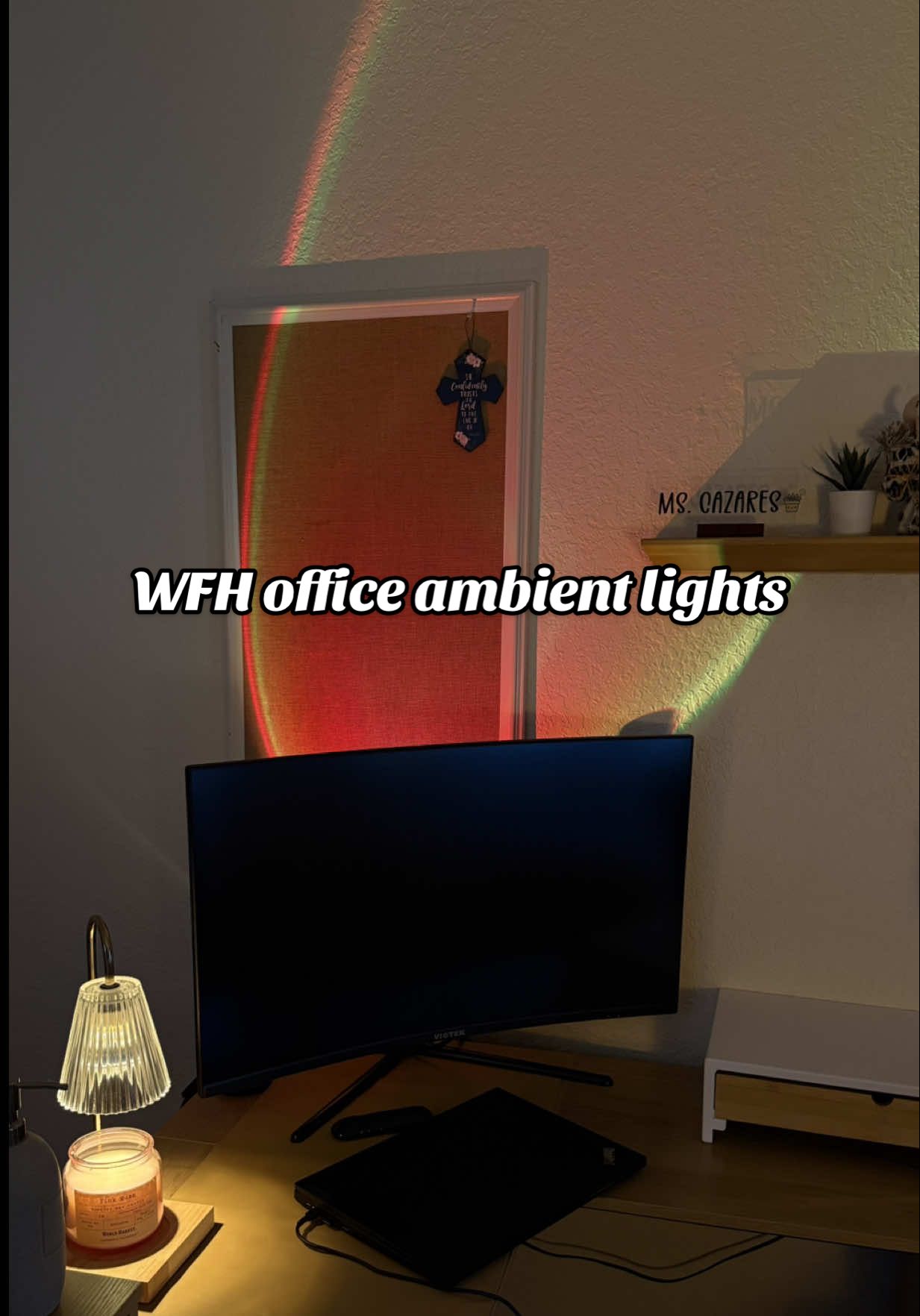 One thing about me, I LIVE for ambient lighting. No over head lights. I have 4 lights in my WFH teacher office lol. For $8.99 this is worth it. It has a controller too to modify it however you want. So sick. #remoteteaching #wfhjobs #specialeducation #workfromhome #specialeducationteacher 