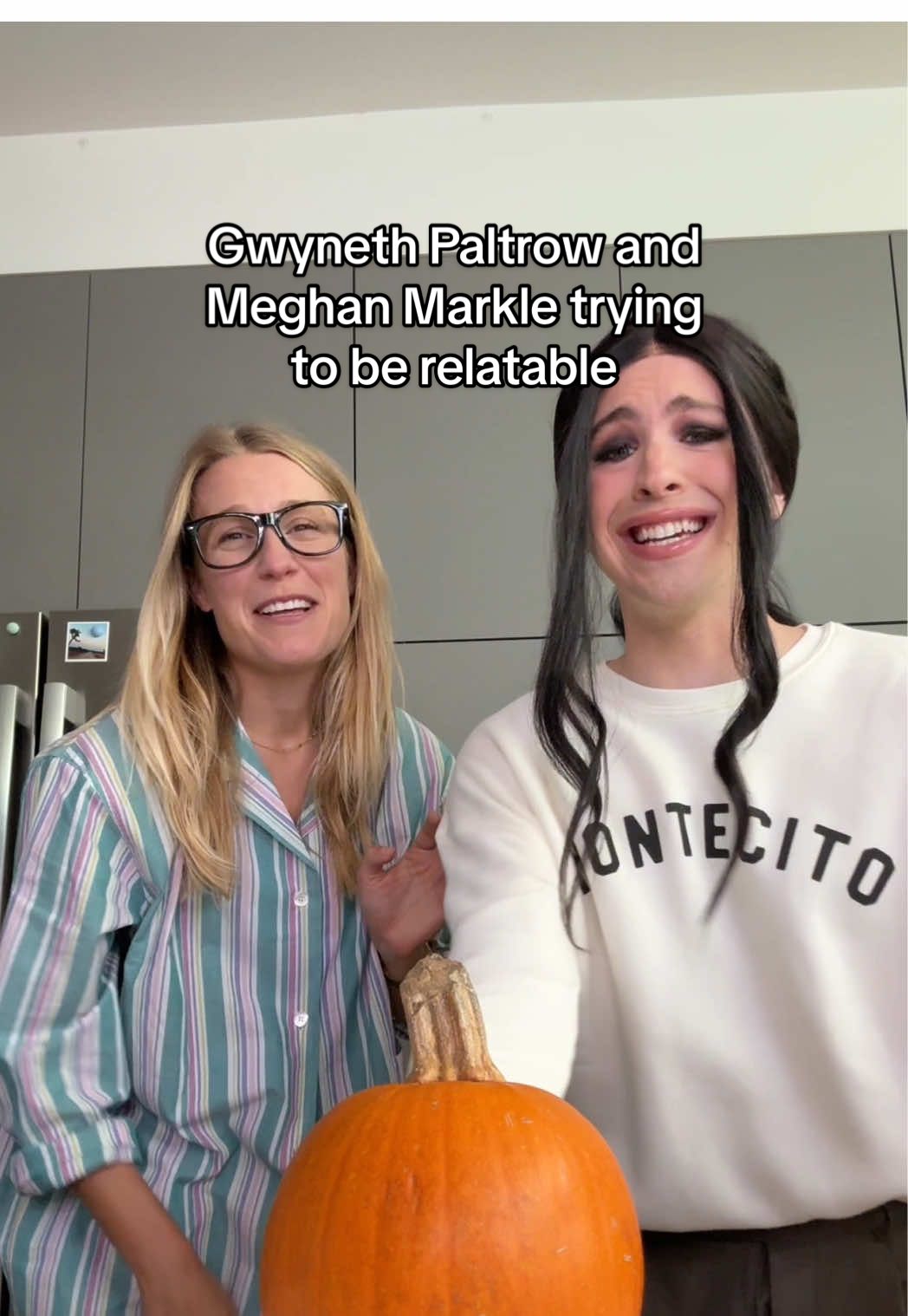 We are spooky AND relatable!! @Michael Pavano #pumpkin #BestFriends #gwynethpaltrow #meghanmarkle 
