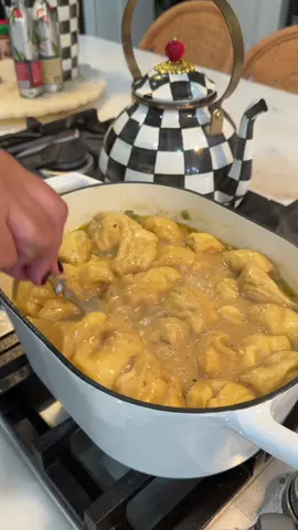Chicken and Dumplings Ingredients: 	•	3 boneless, skinless chicken breasts 	•	2 tbsp Worcestershire sauce 	•	1 tbsp mustard 	•	1 tsp salt 	•	1 tsp black pepper 	•	1 tbsp Cajun seasoning (I use K. Fred) 	•	1 tsp garlic powder 	•	1 tsp onion powder 	•	1 tsp McCormick’s Garlic & Herb seasoning 	•	Olive oil (for browning) 	•	1 stick (½ cup) butter 	•	1 onion, chopped 	•	1 bell pepper, chopped 	•	3 stalks celery, chopped 	•	5 cloves garlic, minced 	•	32 oz chicken broth 	•	1 can cream of mushroom soup 	•	1 can cream of chicken soup 	•	1 tsp each: salt, pepper, Cajun seasoning, garlic powder, and McCormick’s Garlic & Herb seasoning (for the sauce) 	•	1 can Pillsbury Grands Buttery Flaky Biscuits, cut into quarters Instructions: 	1.	Marinate the Chicken: In a bowl, combine Worcestershire sauce, mustard, salt, pepper, Cajun seasoning, garlic powder, onion powder, and McCormick’s Garlic & Herb. Add the chicken breasts and let them marinate for at least 30 minutes (or overnight for deeper flavor). 	2.	Brown the Chicken: Heat a little olive oil in a large heavy pot or Dutch oven over medium-high heat. Brown the chicken on both sides for about 3–4 minutes per side, until golden brown. Remove and set aside. 	3.	Sauté the Holy Trinity: In the same pot, melt the stick of butter. Add chopped onion, bell pepper, and celery. Sauté for 6–8 minutes, until softened. Add minced garlic and cook for another minute. 	4.	Make the Base: Pour in the chicken broth, cream of mushroom, and cream of chicken soups. Season with salt, pepper, Cajun seasoning, garlic powder, and McCormick’s Garlic & Herb seasoning. Stir well. 	5.	Simmer the Chicken: Add the browned chicken back into the pot. Cover and simmer on medium-low for 25 minutes. 	6.	Add the Dumplings: Cut each biscuit into quarters. Layer the biscuit pieces evenly on top of the chicken mixture, spooning a bit of the sauce over them. Cover and simmer for 15 minutes (do not lift the lid). 	7.	Finish Cooking: Remove the lid, gently break up and stir the dumplings into the sauce. Cover again and cook for another 15 minutes, until the biscuits are fully cooked through and tender. 	8.	Serve: Ladle over rice or not and serve hot. Y’all Come Eat!  #ChickenAndDumplings #CajunCooking #CajunRecipe #FallRecipe #YallComeEat 