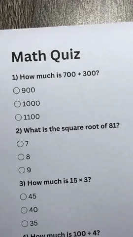 Mathematics Quiz -Can you full marks ❓ #math #quiz 
