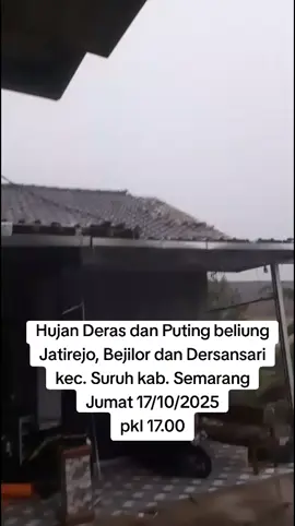Yth. Bapak Bupati Semarang  Yth. Ibu Wakil Bupati  Daerah Kabupaten Semarang  Yth. Bapak Kalak BPBD Kabupaten Semarang  Yth. Bapak Ka. Satpol PP Damkar Dengan hormat, Bersama ini kami melaporkan bencana puting beliung yg terjadi di beberapa wilayah di Kecamatan Suruh sore ini, Jumat, 17/10/25 PK.17.00 sbb : 1. Desa Dersansari  a. Beberapa pohon tumbang, menimpa rumah dan tempat hajatan, b. Listrik sementara padam 2. Desa Jatirejo a. Beberapa pohon tumbang menimpa rumah b. Situs bale panjang (petilasan Sunan Kalijaga) milik Pemdes Jatirejo ambruk 3. Desa Bejilor Pohon menimpa rumah  4. Tindak lanjut : a. menghubungi PLN utk memutus listrik, karena pohon tumbang di jaringan listrik, b. Memindahkan warga ke tempat yg aman c. Menunggu hujan deras reda utk melakukan asesmen lebih lanjut 5. Sumber data : Laporan Pemdes Jatirejo, Bejilor dan Dersansari  5. Mohon arahan dan petunjuk lebih lanjut. Hormat kami, Camat Suruh Vega Lazuardi #bencanaalam #suruh #salatiga24jam #semarang #putingbeliung 