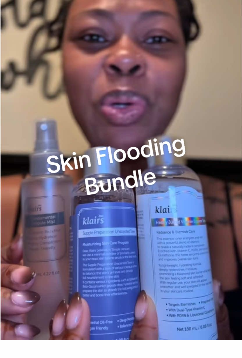 🎁 Gifted by Dear, Klairs Feeling like I'm doing a full 6-7-layer hydrating routine-except it's just three steps thanks to the Skin Flooding Trio from @dear, Klairs  The steps: •﻿Green Tea Mist •Supple Prep Unscented Toner •Vitamin Vegan PDRN Toner These three have become a holy grail combo-it's like l'm layering seven products, but it's just the trio-and they've truly been working wonders on my skin. ^ ^ Follow me for more👇🏾 @SixFourUnicorn ^ ^ #skinflooding #klairs #Skincare #SkincareRoutine #MatureSkin