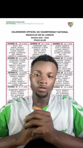 Le calendrier du championnat national de la D1 lonato. @CAF_Online @FIFA @FTF TOGO 🇹🇬🇹🇬  #taktik3 #togo #d1lonato #football #footballafricain 