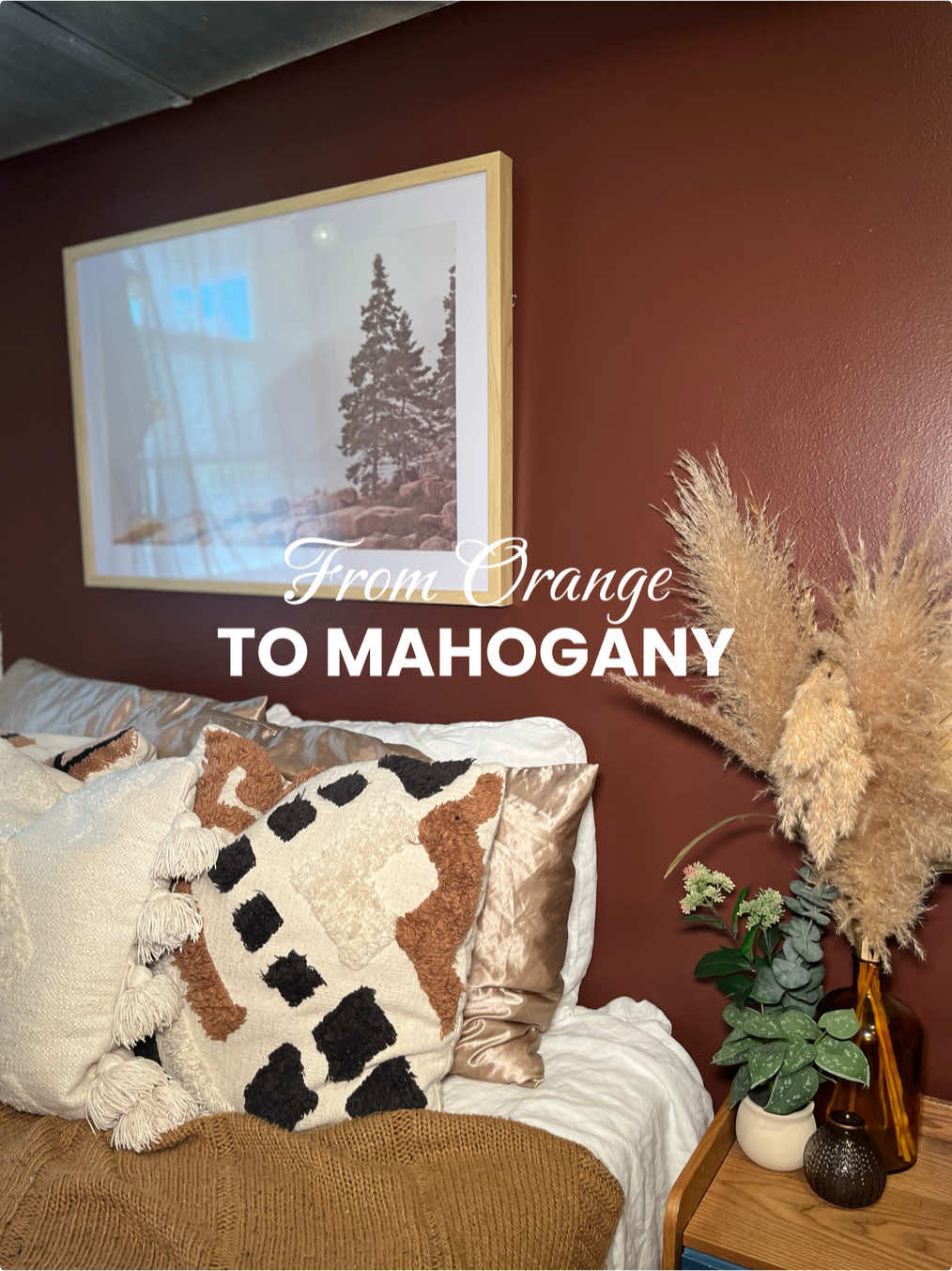 I finally found the perfect color to fix my wall! This rich and grounded Warm Mahogany is Glidden’s 2026 Color of the Year and it perfectly transformed this room. It’s bold enough to draw immediate attention and reserved enough to make a timeless statement. This color truly outlasts the moment, and owns the mood. You can find this paint and all your supplies at Walmart! #gliddenpaints #GliddenCOTY #gifted #WarmMahogany #roomtransformation @gliddenpaints @Walmart 