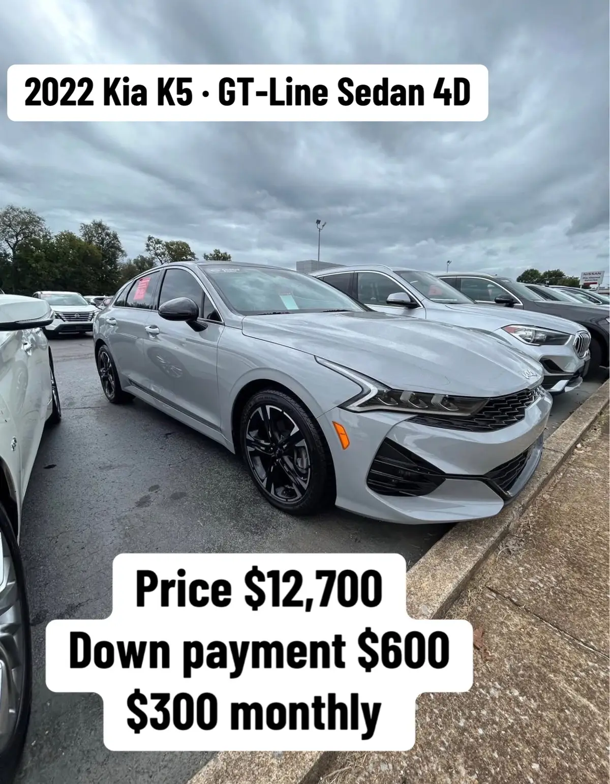 Nice color combo! Wolf gray exterior with red interior! No accidents! Clean title! Finance available  2022 Kia K5 · GT-Line Sedan 4D Experience the perfect mix of style, performance, and comfort with the 2022 Kia K5 GT-Line. This sporty midsize sedan stands out with its aggressive exterior design, smooth turbocharged power, and a feature-packed interior. ✨ Key Features: 	•	Engine: 1.6L Turbocharged 4-Cylinder 	•	Transmission: 8-Speed Automatic 	•	Drivetrain: Front-Wheel Drive (AWD optional) 	•	Horsepower: 180 hp #KiaK5 #GTLine #Sedan #CarTok #KiaLife     