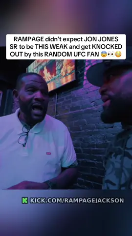 RAMPAGE didn’t expect JON JONES SR to be THIS WEAK and get KNOCKED OUT by this RANDOM UFC FAN 😨👀😳#fyp #moresamedayclips #rampagejackson 