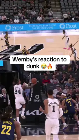 Wemby’s reaction to this poster is priceless. 😂 #NBA #bball #basketball #spurs #wemby 
