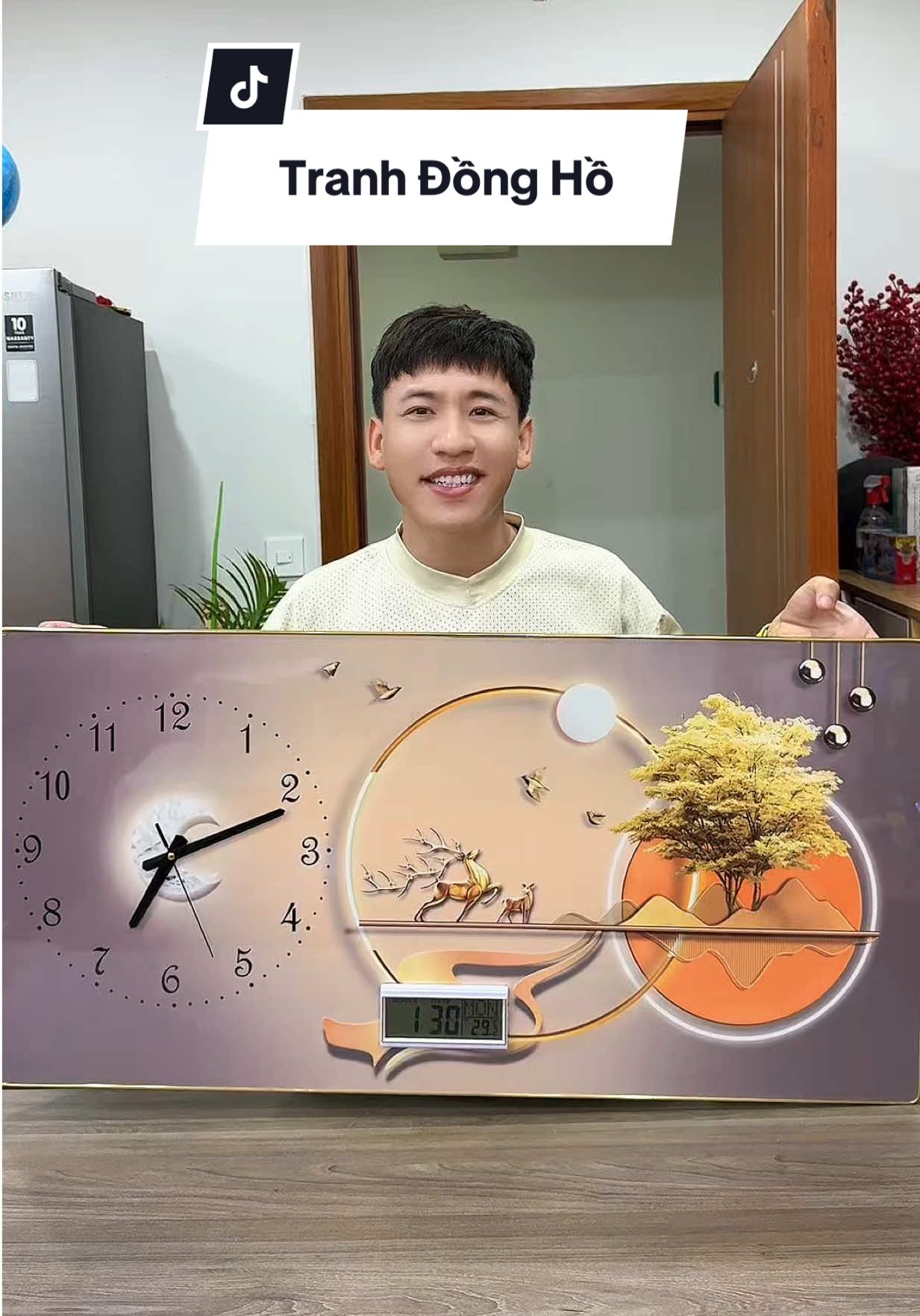 Tranh đồng hồ tráng gương điện tử 3in1 #haohomhinh #donghotrangguong 