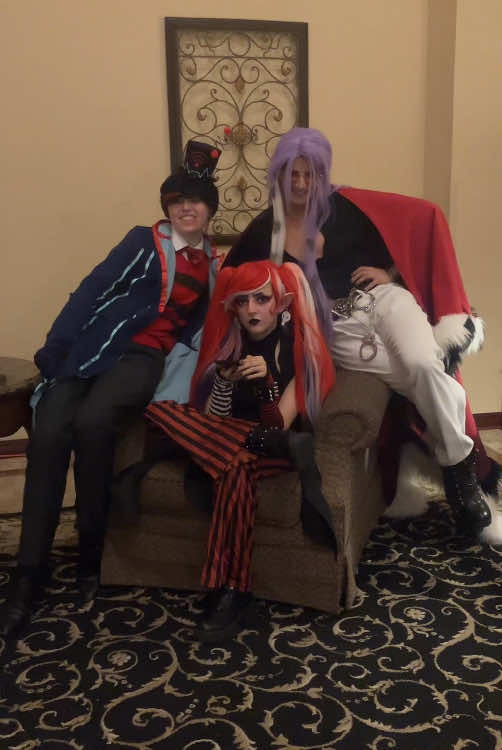 the future of hell belongs to the vees! 😈 #hazbinhotel #vees #vox #voxcosplay #cosplay #anime @Rhi♡ @Pie 