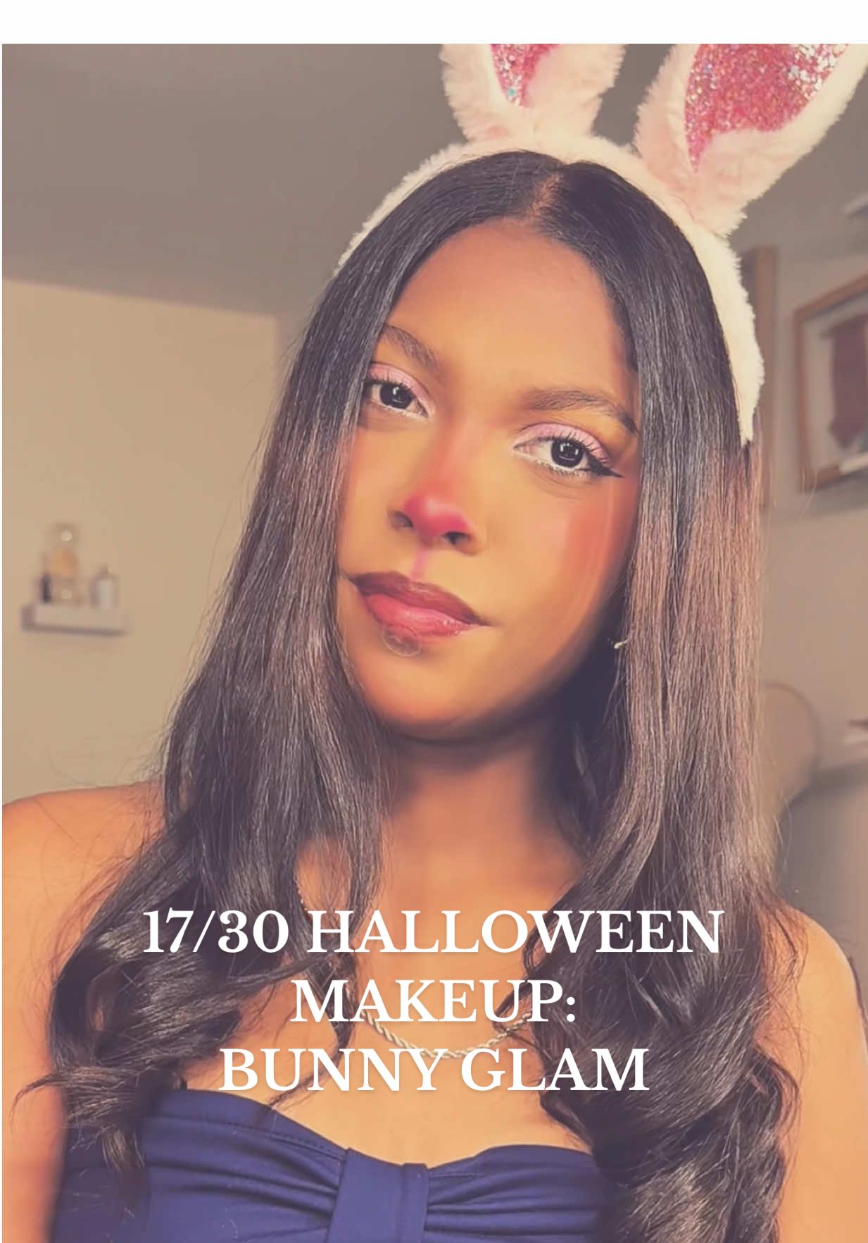 day 17/30 🩷 playing with the Bunny vibe tonight 🐰🌸 #bunnymakeup #halloweenseason #makeupideas4you #bunny #makeup 