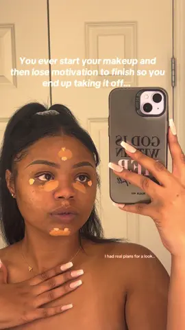 Lately I haven’t been wanting to finish a full face .. or maybe I just need new products.. leave some light coverage foundation recommendations 🤏🏽💕 #fyp #makeup #blackgirltiktokers🤎 #beauty #relatable 