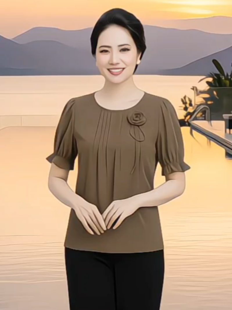 Áo Hoa Cài Ngực . #thờitrangnữ #hottiktok_xuhuong #dochome #dotangme #mẹ 