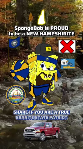 SpongeBob is PROUD to be a NEW HAMPSHIRITE #newhampshire #usa #newengland 