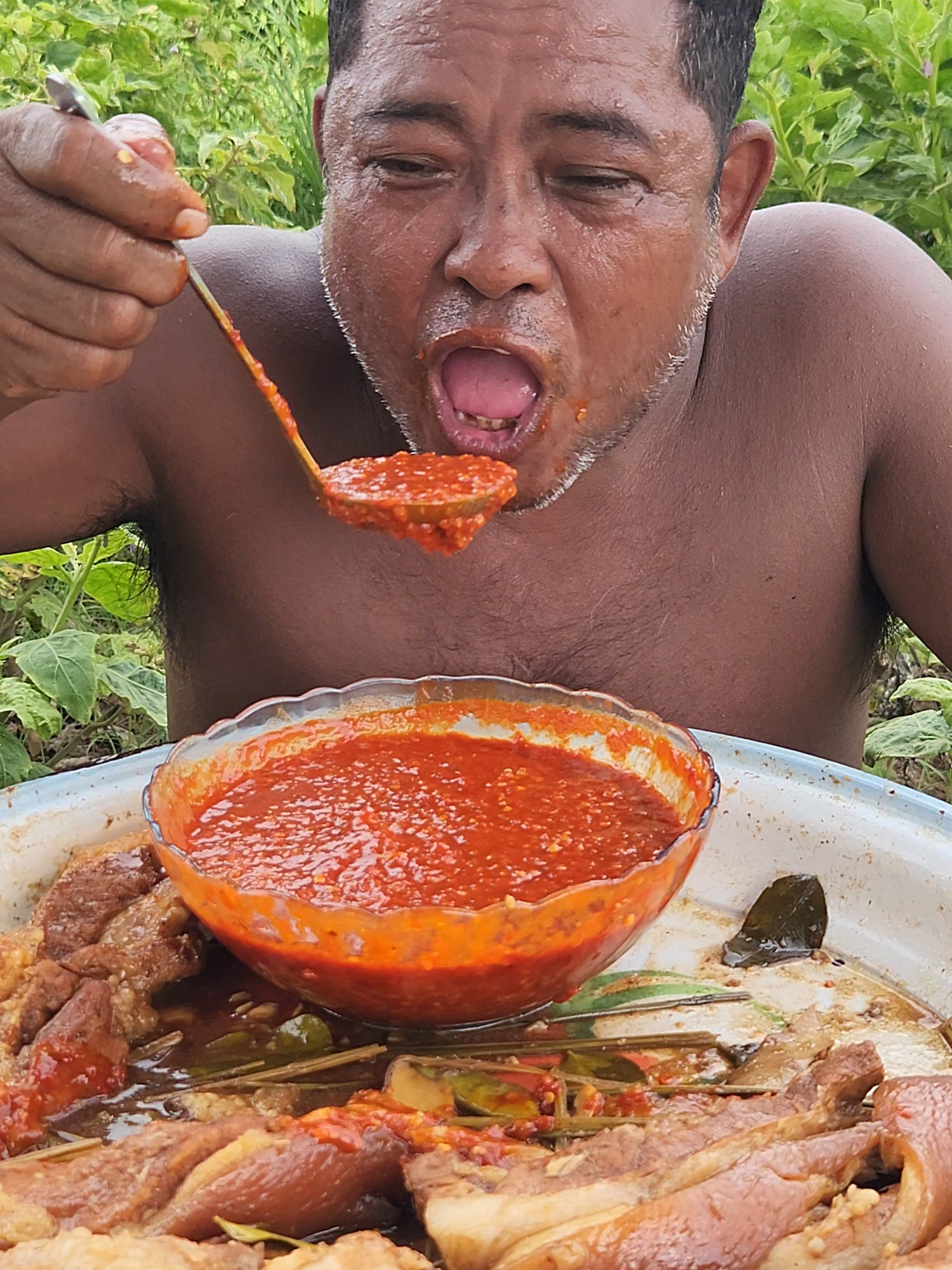 Yummy pork belly with very spicy chili sauce recipe #food #yummy
