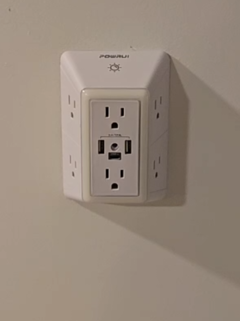 💡 Turn one outlet into 9 power options! ⚡️ Charge everything at once — your phone, PS5, camera & more — with this POWRUI wall surge protector featuring 6 AC outlets, 2 USB ports, a USB-C port, and a built-in night light! Perfect for your bedroom, office, or truck sleeper setup 🚛✨ #POWRUI #GadgetFinds #TikTokMadeMeBuyIt #AmazonFinds #SmartHome 