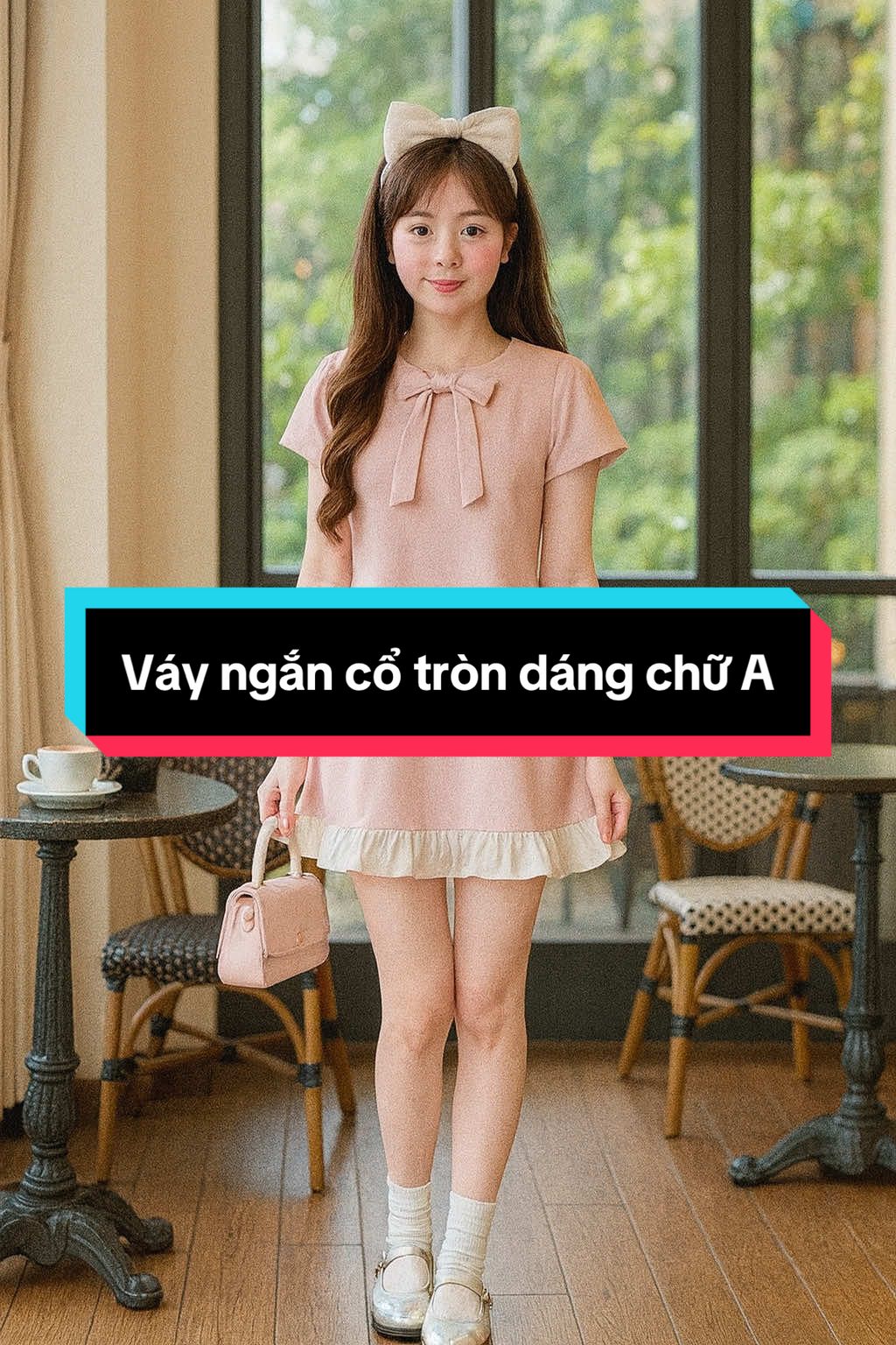 Váy ngắn cổ tròn dáng chữ A🥰 #vaytieuthu #thoitrangnu #reviewthoitrang #vaythietke #damthietke 