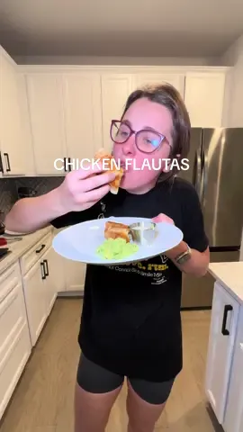 Replying to @Caity  $5 rotisserie chicken → dinner in under 30 min 🤌 Homemade chicken flautas that taste like QuickTrip taquitos but better 🌮✨ Ingredients: 	•	½ rotisserie chicken (Costco/Sam’s Club) 	•	⅔ cup cream cheese 	•	½ packet taco seasoning (@Siete Foods = 👌) 	•	⅔ cup chicken or bone broth 	•	½ cup shredded cheese 	•	Uncooked flour tortillas 	•	Oil for frying (olive or avocado) 	•	Guacamole + queso for dipping Instructions: 	1.	Chop chicken and toss in a bowl. 	2.	Add cream cheese, taco seasoning, broth, and shredded cheese. Mix. 	3.	Roll mixture in tortillas — tight enough to survive snack attacks. 	4.	Lightly fry all sides, then bake at 350°F for 10 min to crisp. 	5.	Serve with guacamole and queso. Enjoy before the kids steal them all. 😅