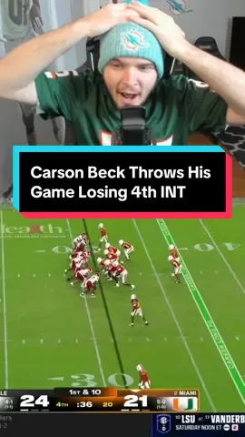Carson Beck Throws His Game Losing 4th INT #cfb #CollegeFootball #louisville #miamihurricanes 
