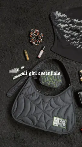 Did we miss anything? 💚🕸️🖤 #fyp #gothaccessories #bagcharms #whatsinmybag #altgirl 