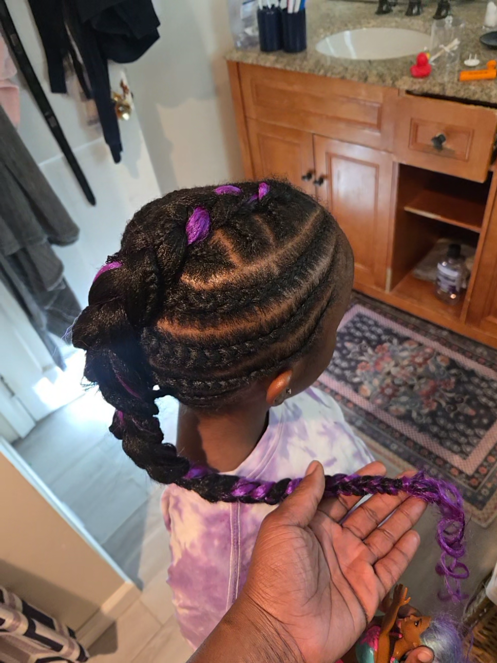 You know together we're glowing...gonna be, gonna be golden ✨️ 💛 🎶  Anything for my baby girl 🫶🏾 #braids #huntrix #4ch#blackmomsoftiktok 