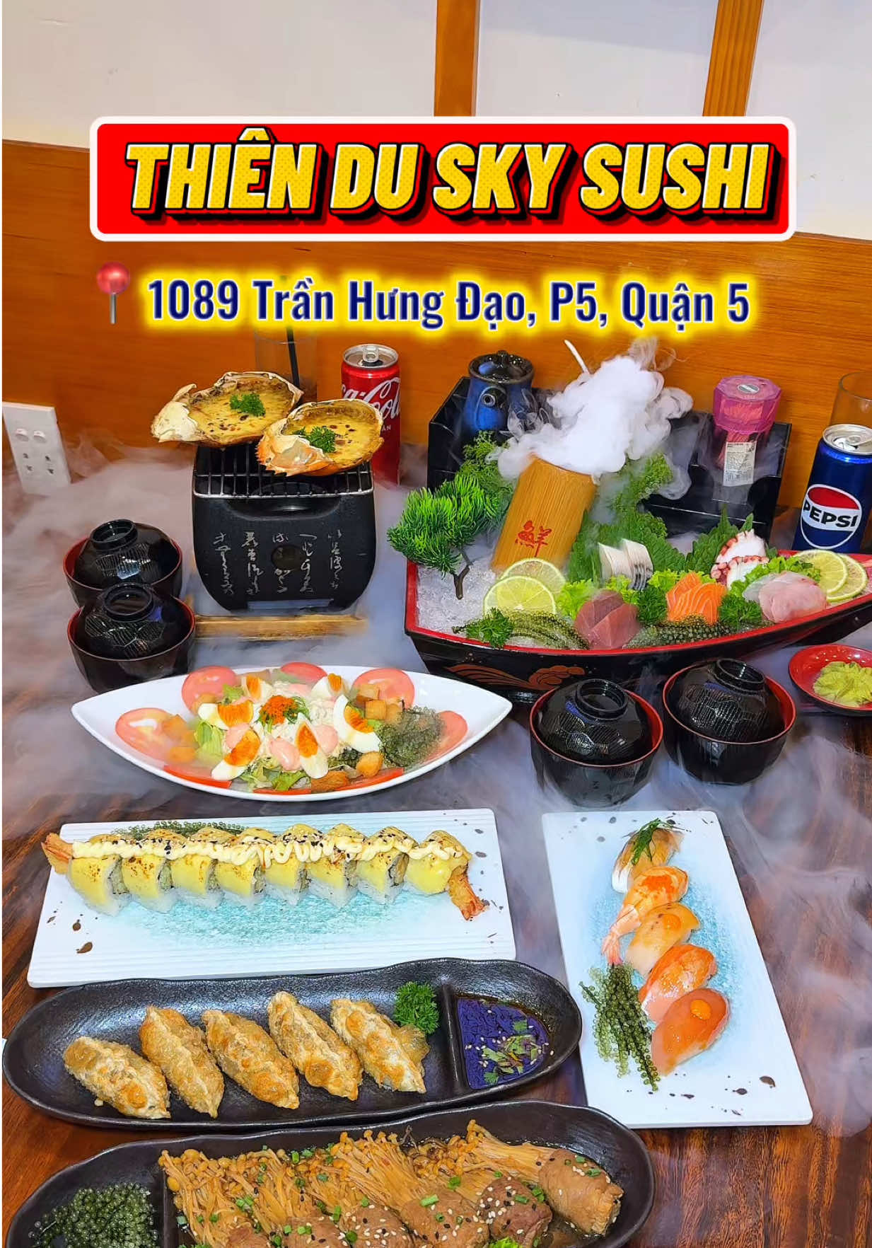 Đi ăn sushi nguyên bàn chỉ có 500K tại Thiên Du Sky Sushi nè cả nhà ơi!!! 🍣😋#thienduskysushi #quannhat #quan5angi #xuhuong #fyp 